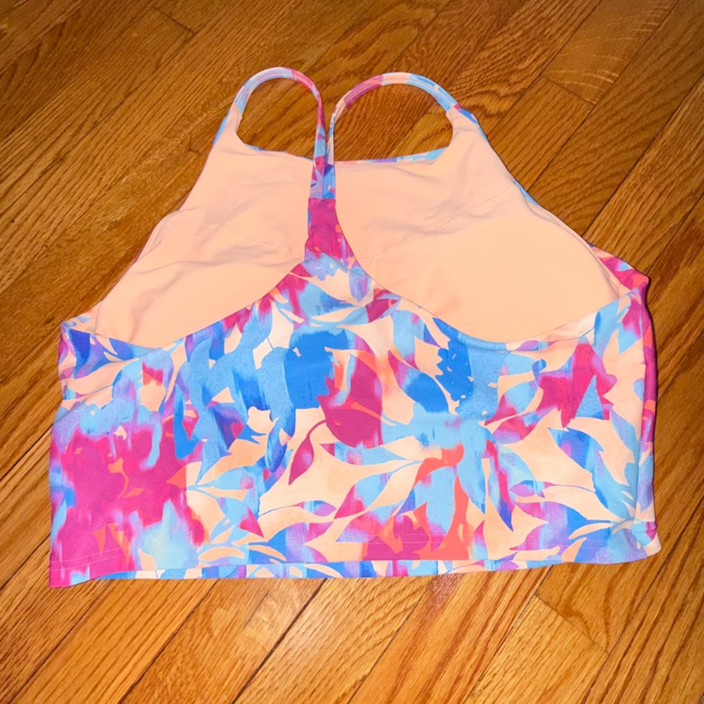 Old Navy Active Crop Tank | Floral Halter Top / Size XL - Picture 2 of 3